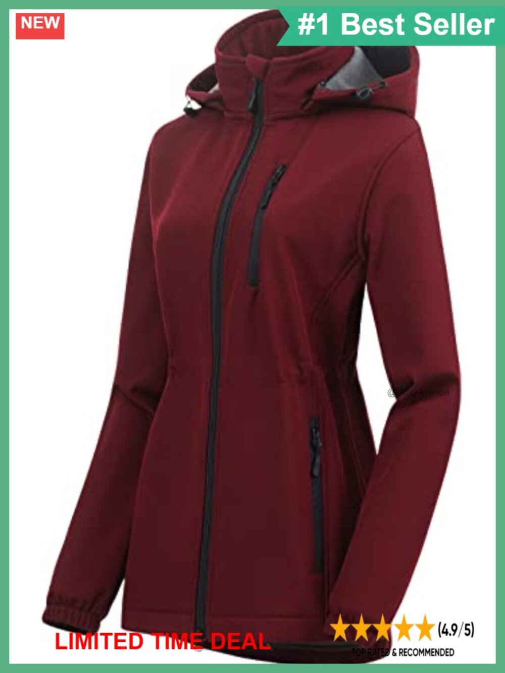 Lightweight Waterproof Fleece Lined Softshell Anorak Raincoat Removable Hood